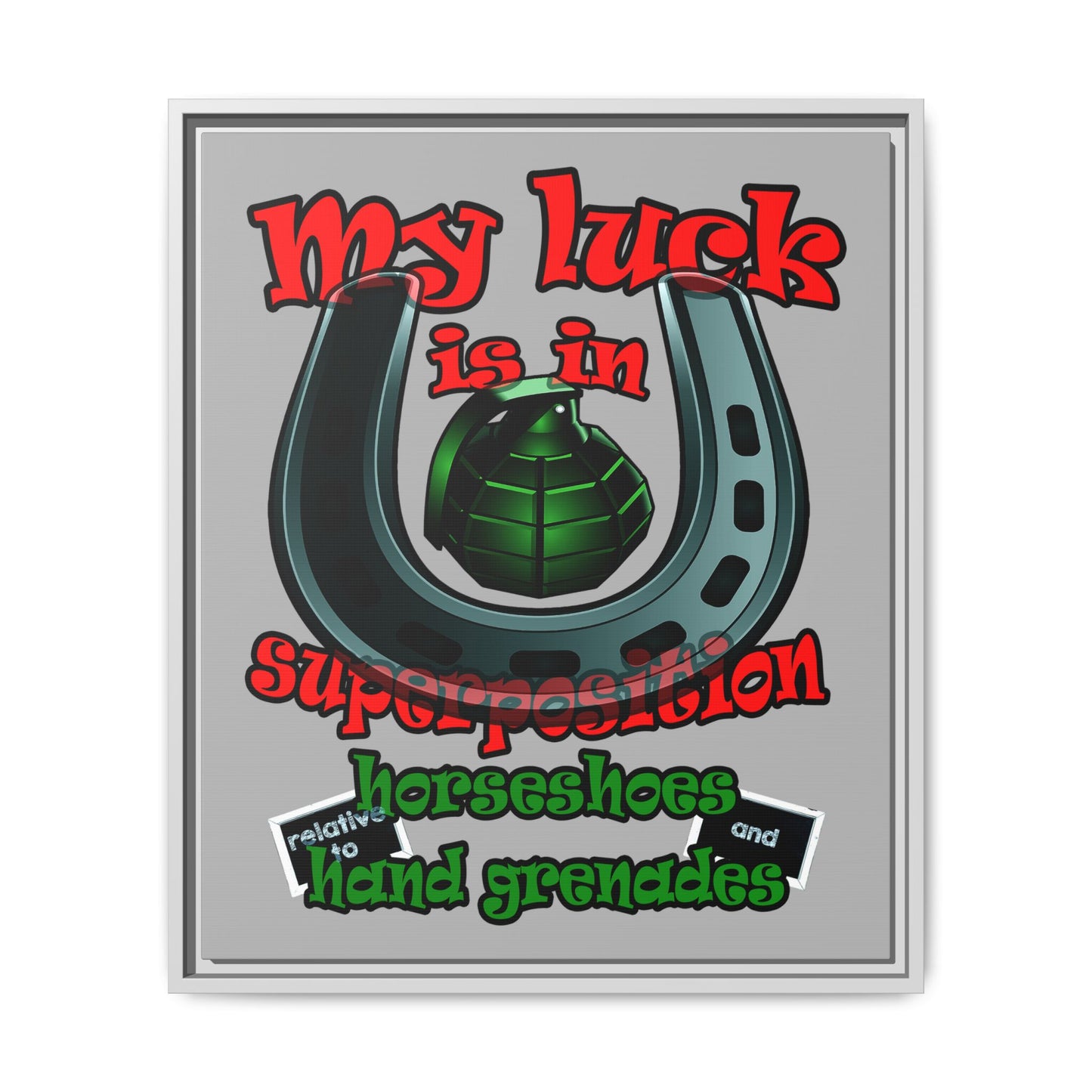 my luck - framed canvas art (light grey)