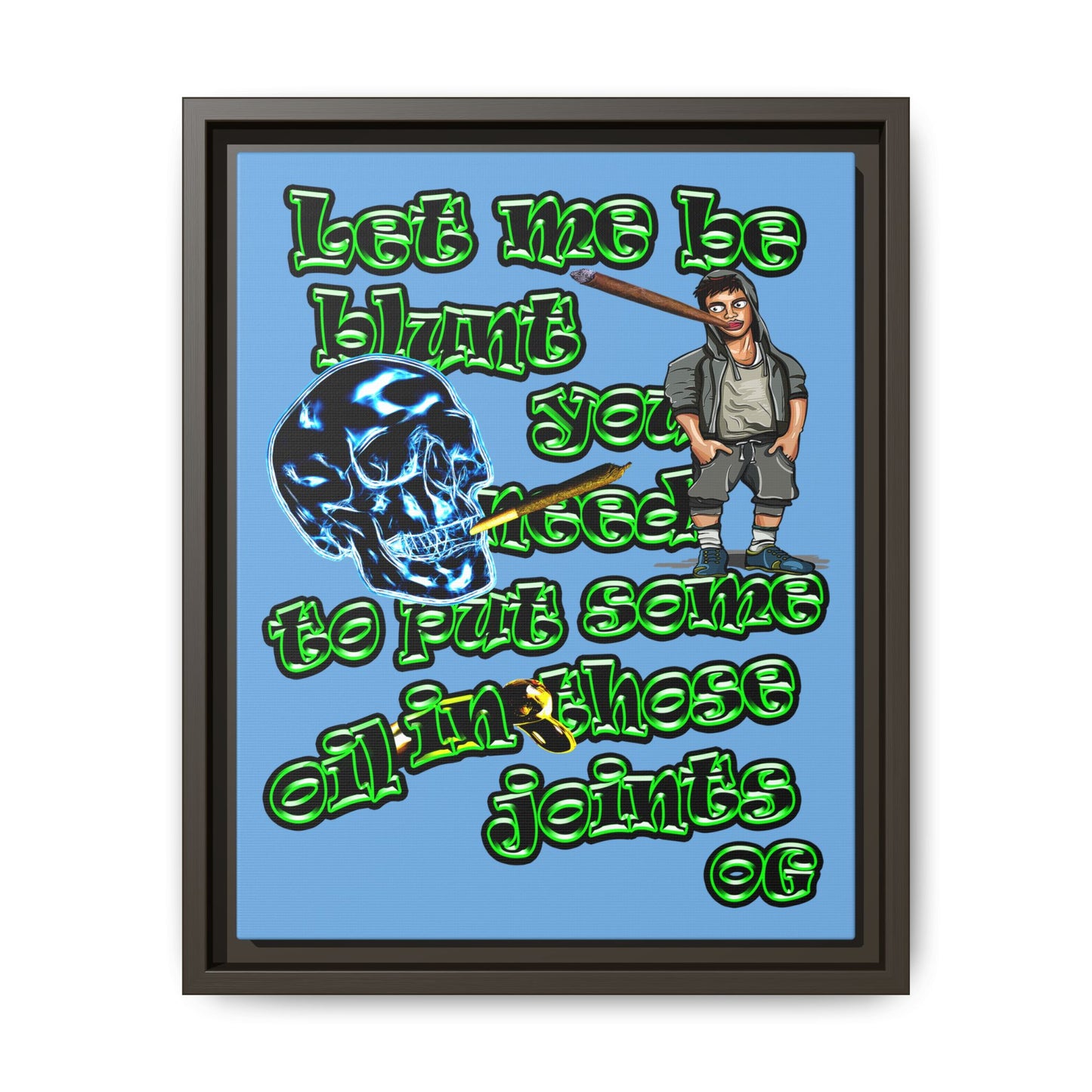 og - framed canvas art (light blue)