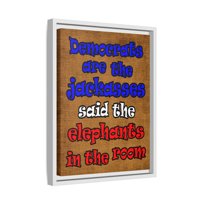 donkeys and elephants - framed canvas art (brown papyrus)