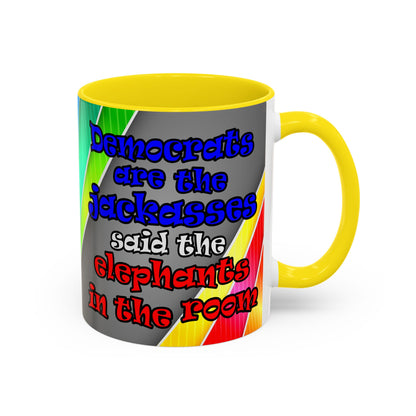 donkeys and elephants - Accent Mug (rainbow split)