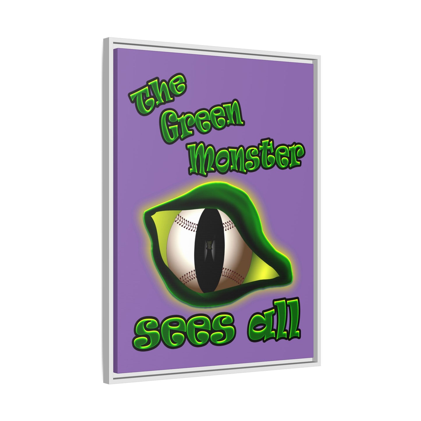 green monster - framed canvas art (light purple)