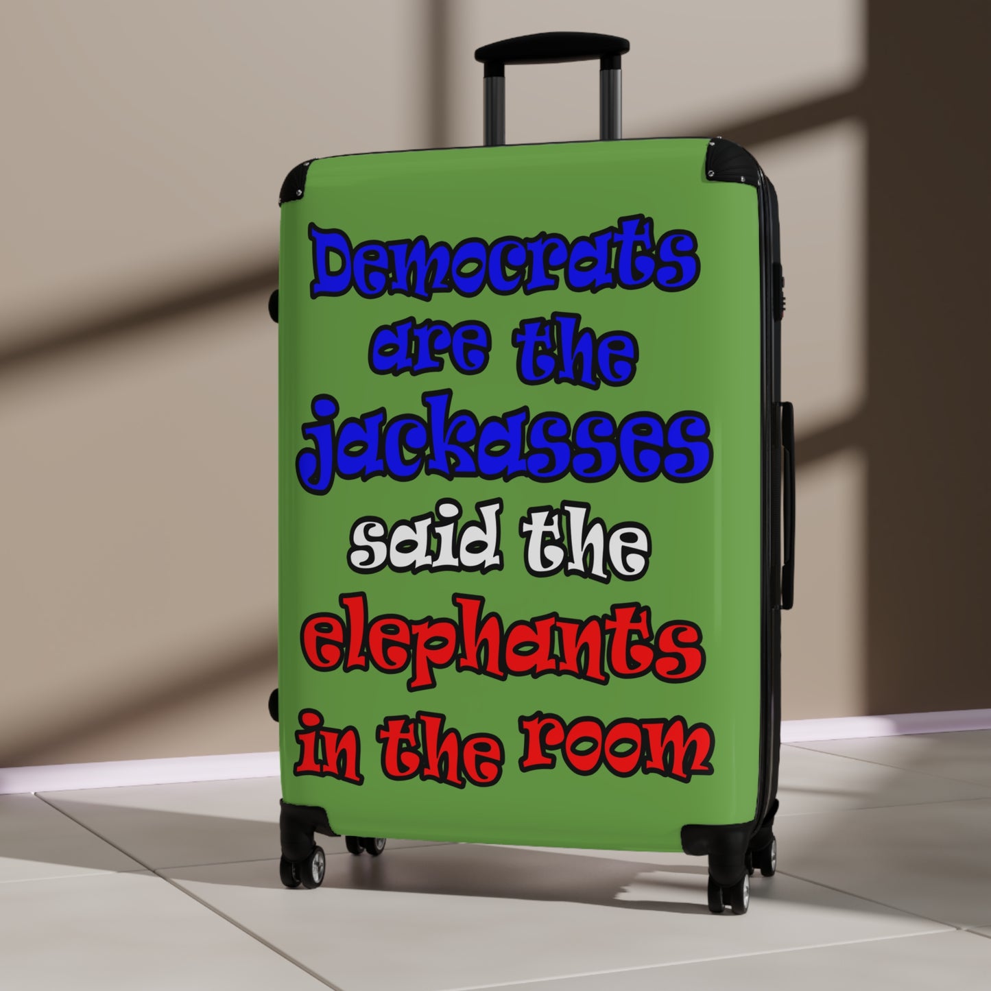 donkeys and elephants - Suitcase (green)
