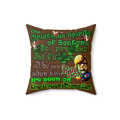 christmas spirits of boston - Faux Suede Square Pillow - (brown)
