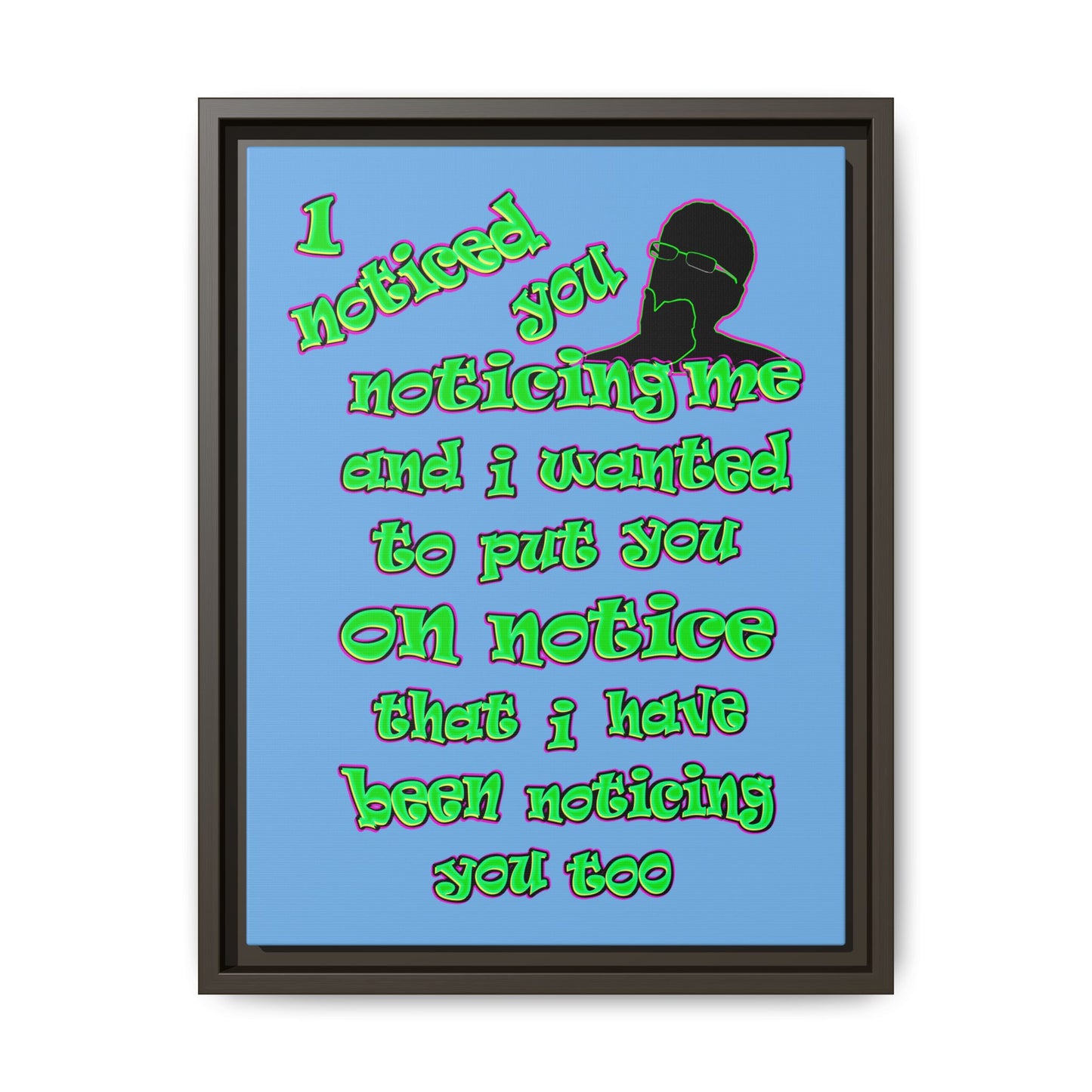 noticed you noticing - framed canvas art (light blue)