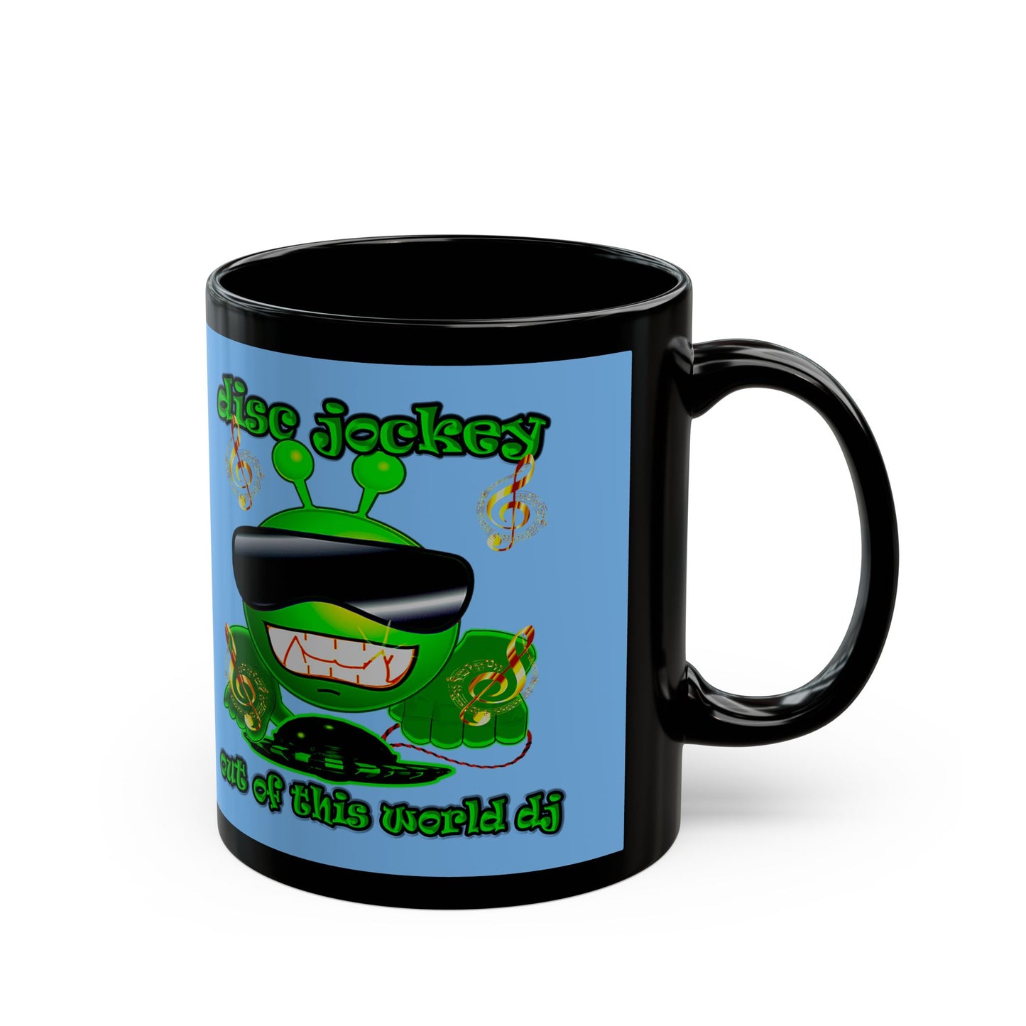 disc jockey - Black Mug (light blue)