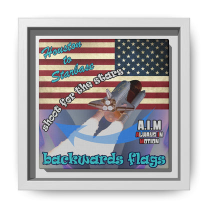 shoot for the stars - framed canvas art (grey-pink wave)