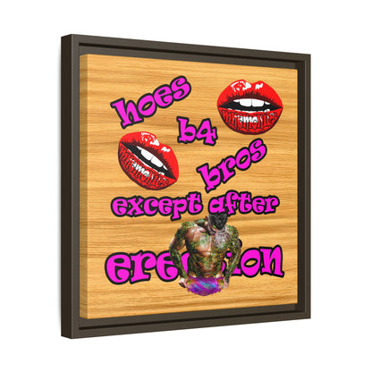 hoes b4 bros - framed canvas art (butterscotch wood finish)
