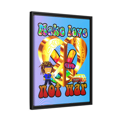 love peace - framed canvas art (light blue-purple wave)