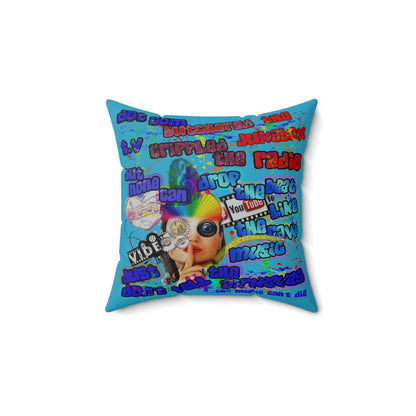 drop the beat - Spun Polyester Square Pillow - (turquoise)