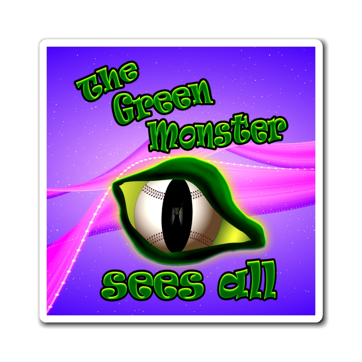 green monster - Magnets - (purple-pink wave)