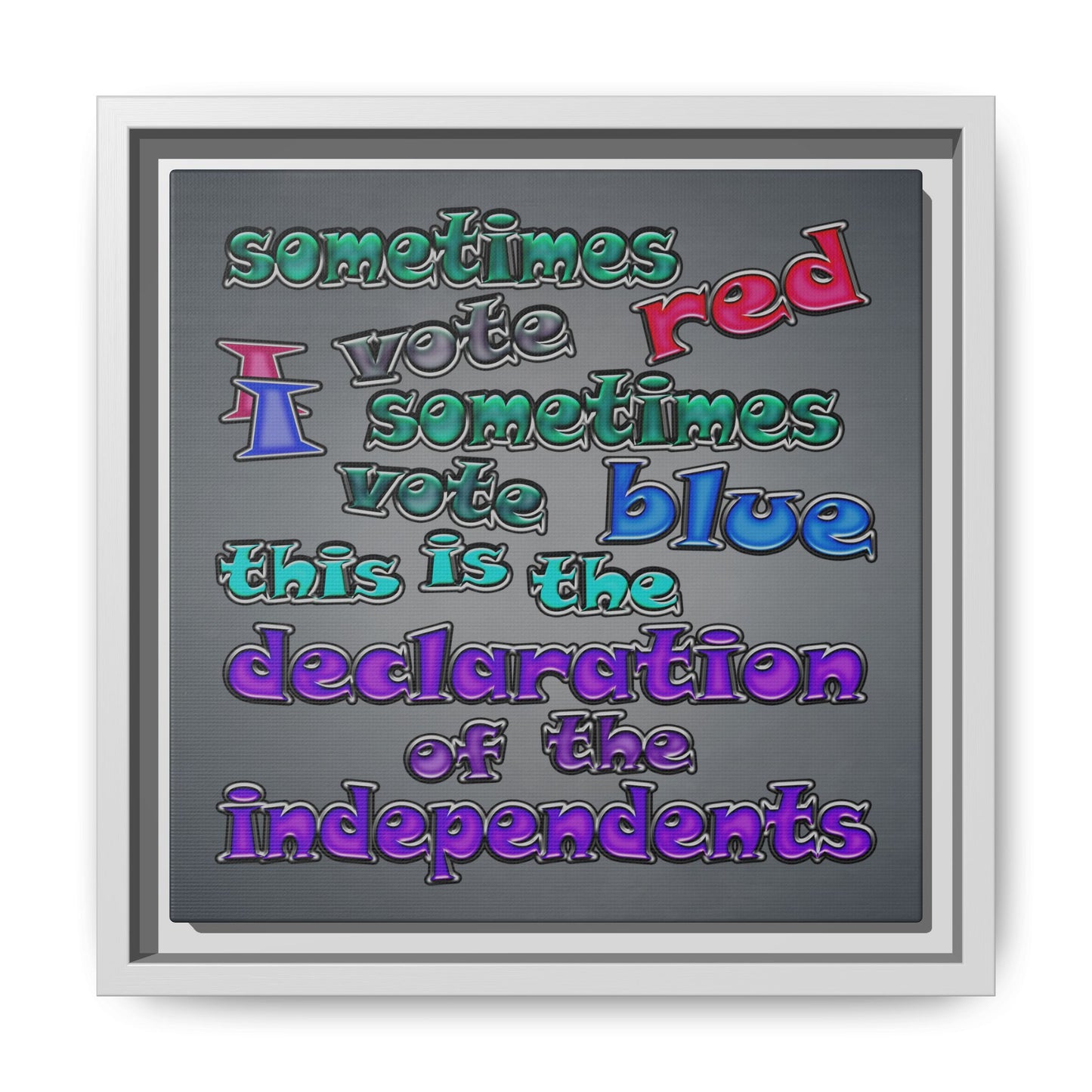 declaration of the independents - framed canvas art (grey-light grey)