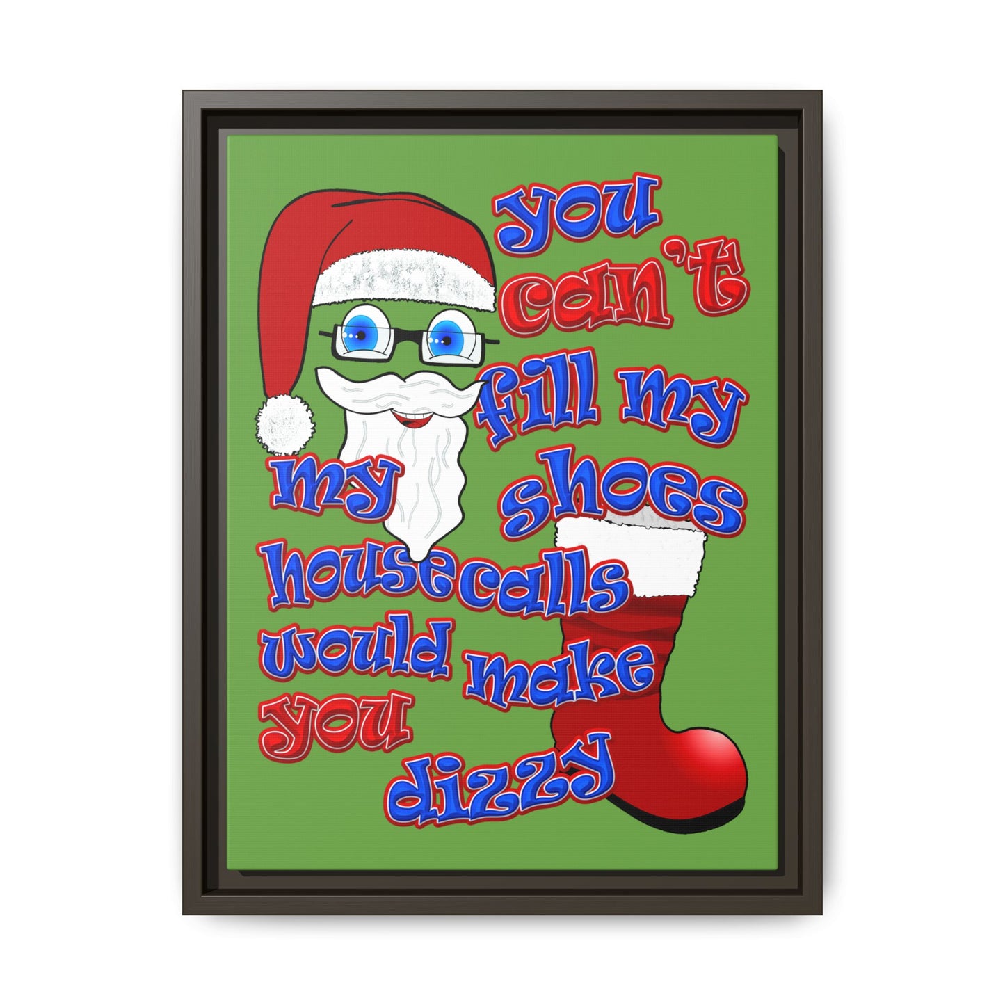 santa's shoes - framed canvas art (green)