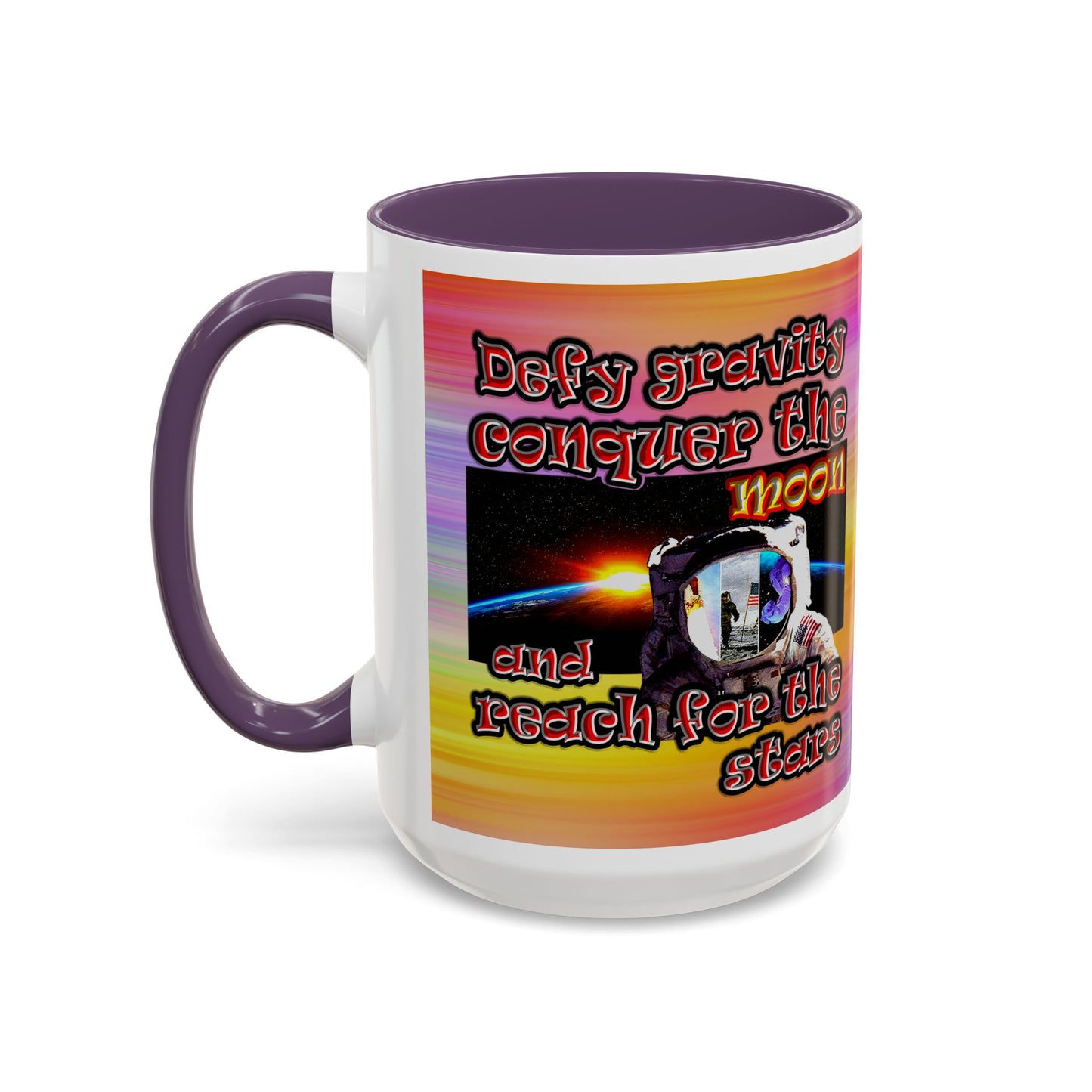defy conquer reach - Accent Mug (color blur)