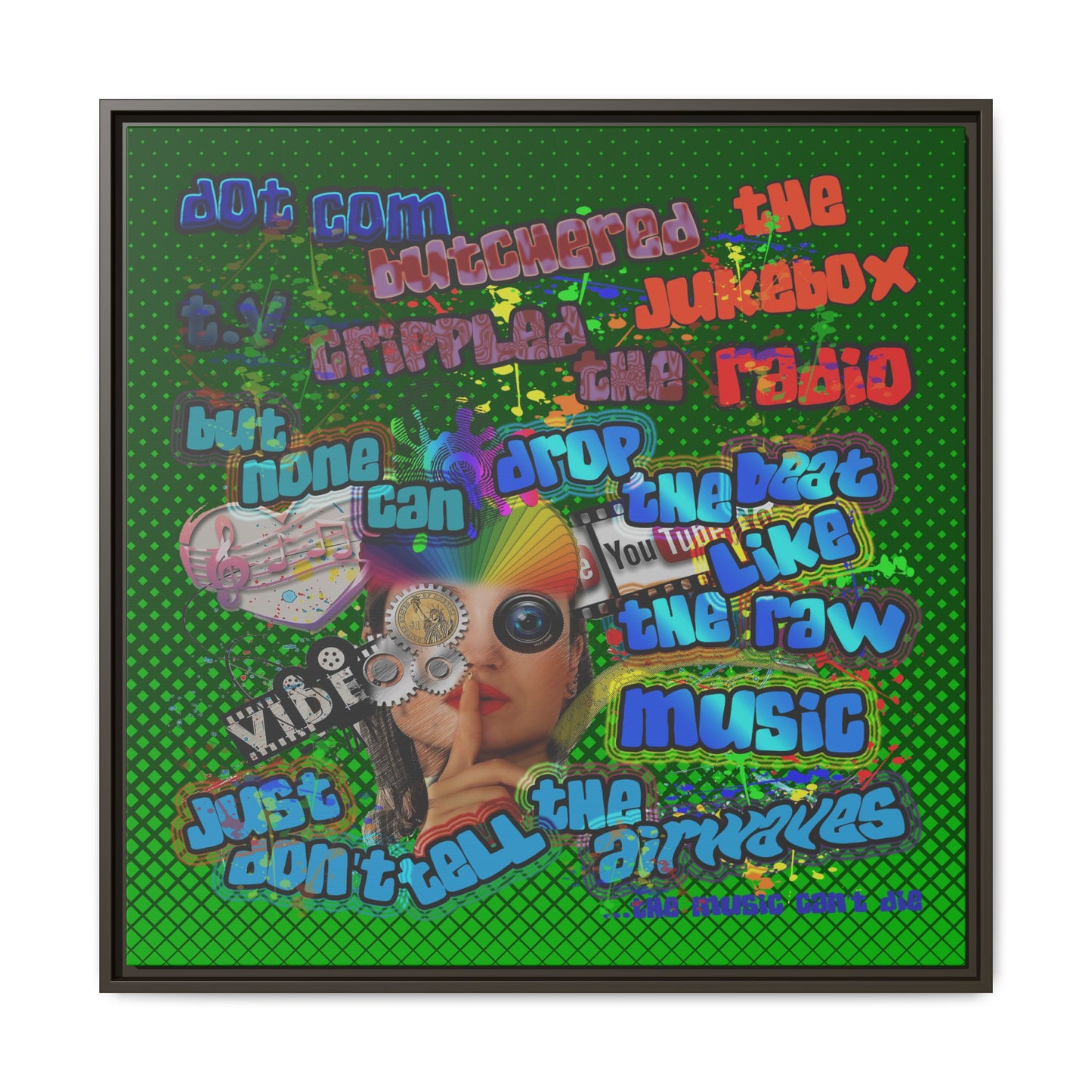 drop the beat - framed canvas art (logo green)