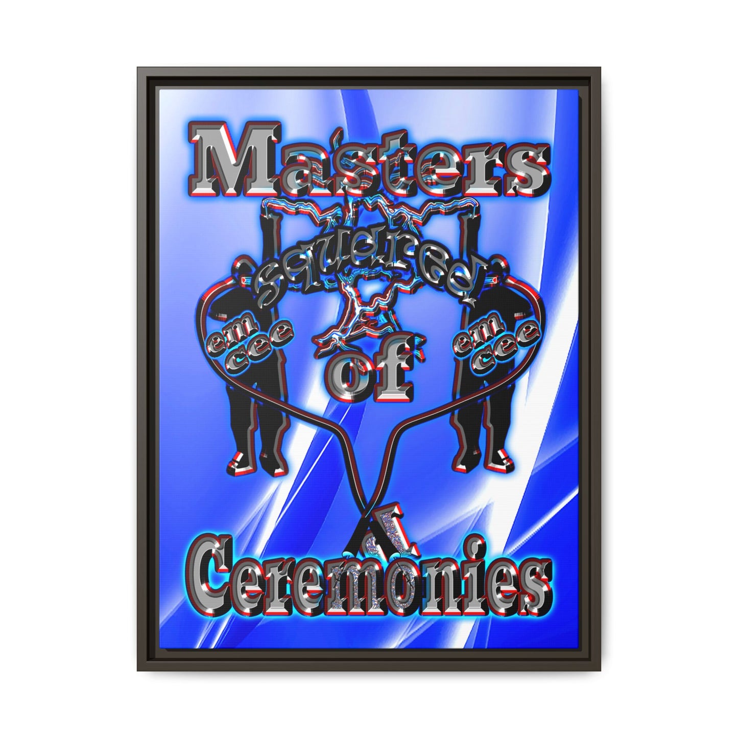 em cee squared - framed canvas art (blue-white wave)