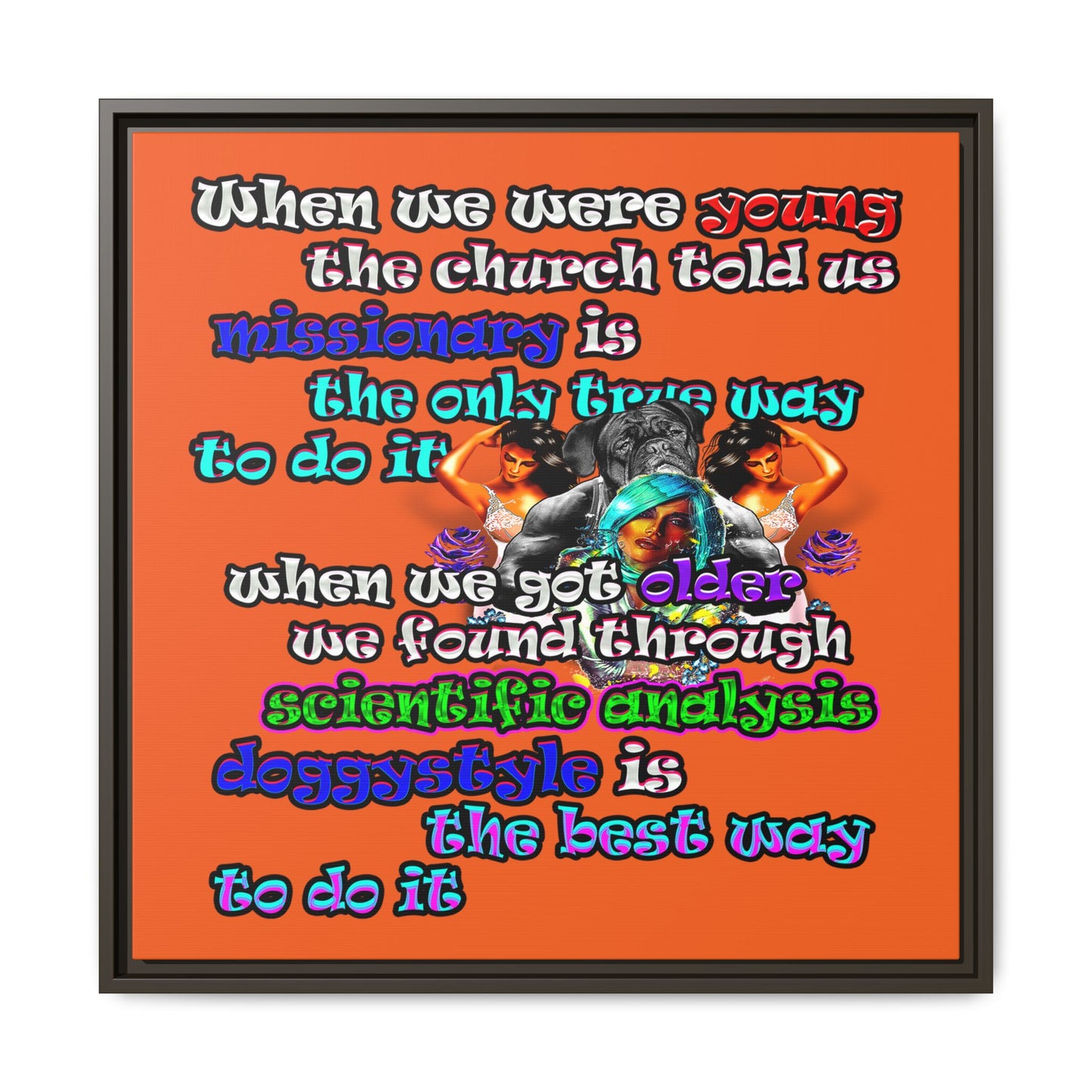 doggystyle - framed canvas art (orange)