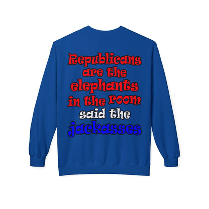 donkeys and elephants - Unisex Midweight Softstyle Fleece Crewneck Sweatshirt