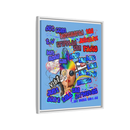 drop the beat - framed canvas art (light blue)