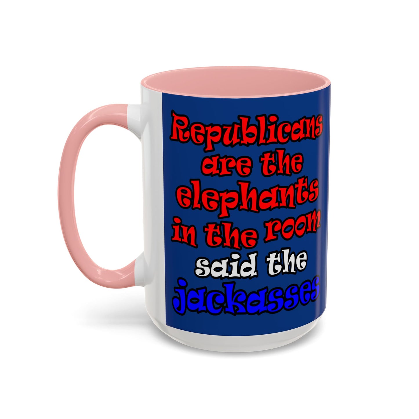 donkeys and elephants - Accent Mug (dark blue)