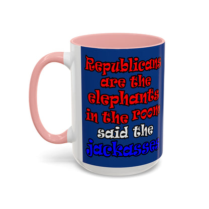 donkeys and elephants - Accent Mug (dark blue)