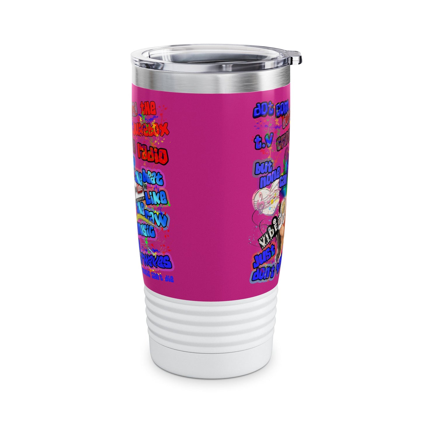 drop the beat - Ringneck Tumbler, 20oz (pink)