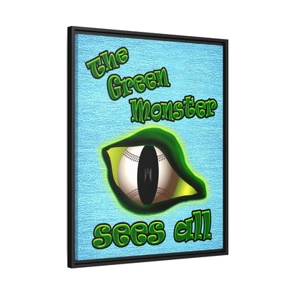 green monster - framed canvas art (faded blue)