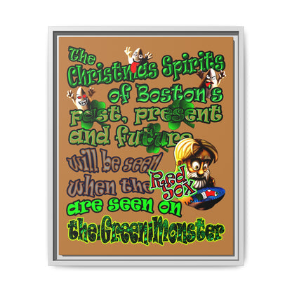 christmas spirits of boston - framed canvas art (light brown)