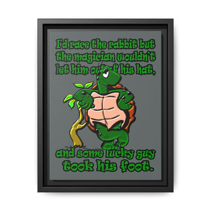 turtle race - framed canvas art (dark grey)