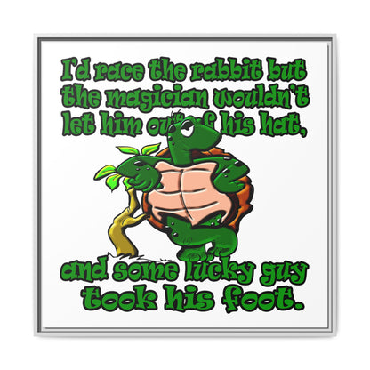 turtle race - framed canvas art (white)