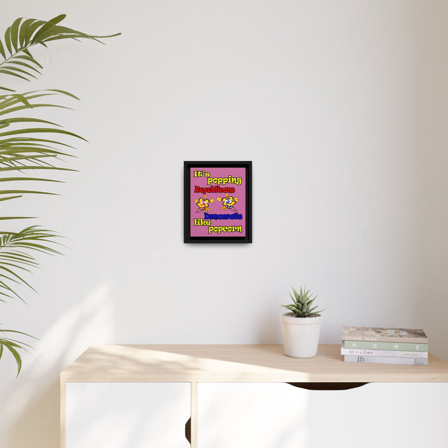 popping like popcorn - framed canvas art (light pink)