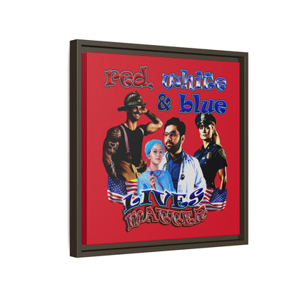 rw&b lives matter - framed canvas art (dark red)