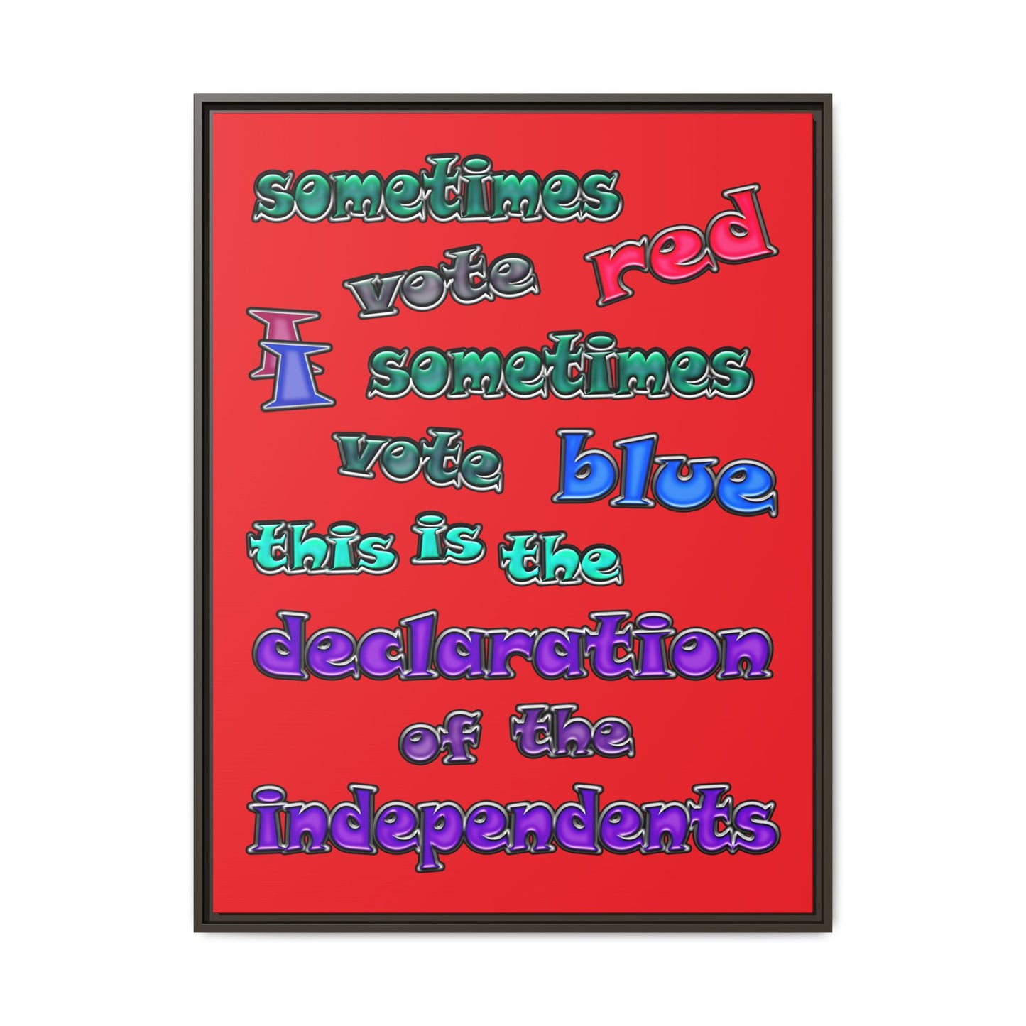 declaration of the independents - framed canvas art (red)