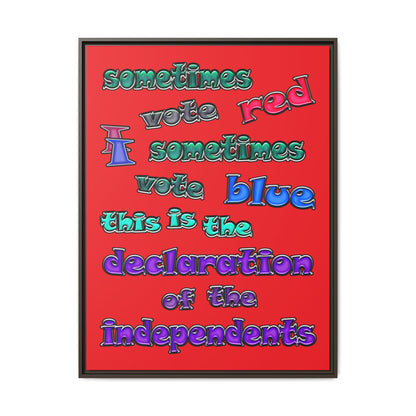 declaration of the independents - framed canvas art (red)