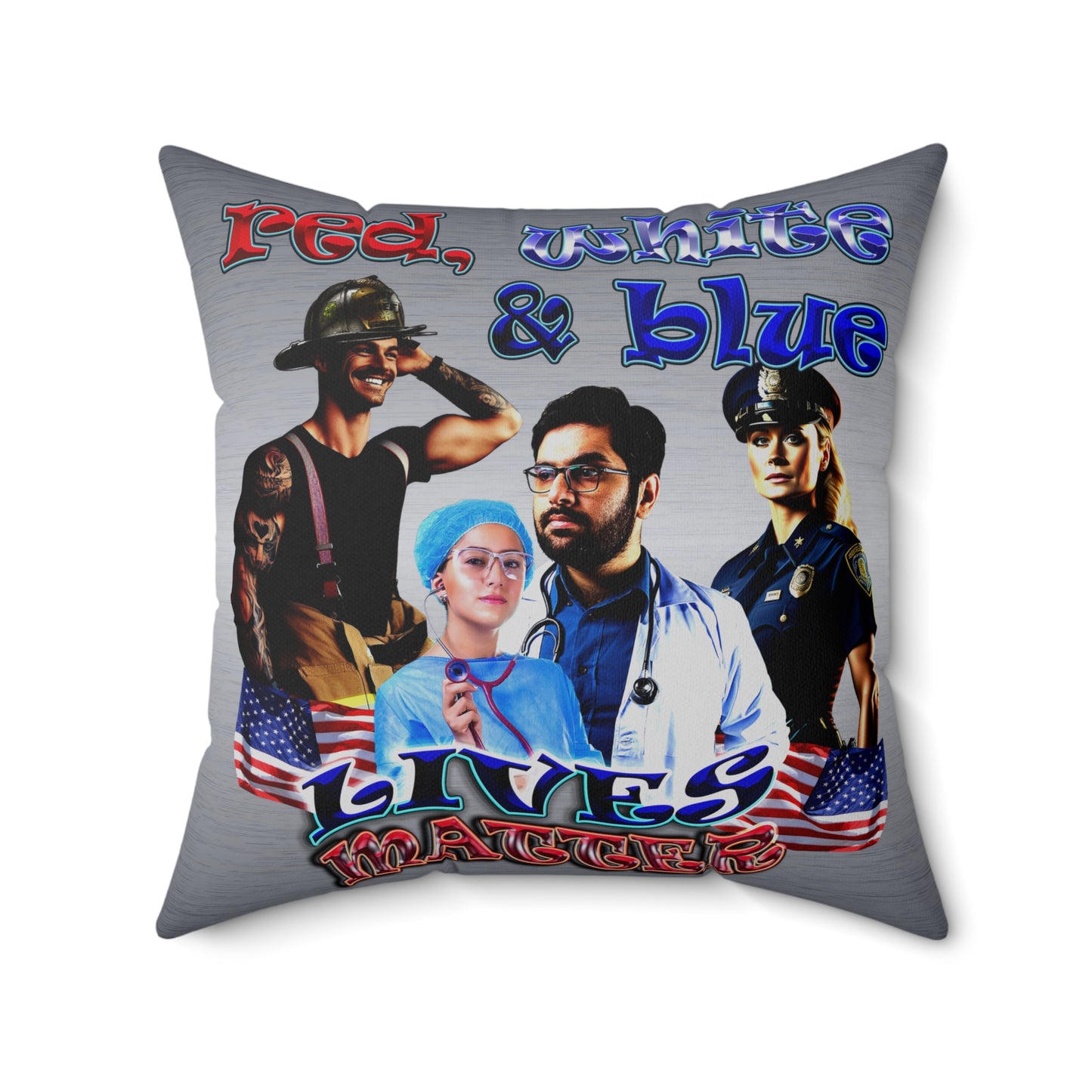 rw&b lives matter - Spun Polyester Square Pillow - (brushed nickel)