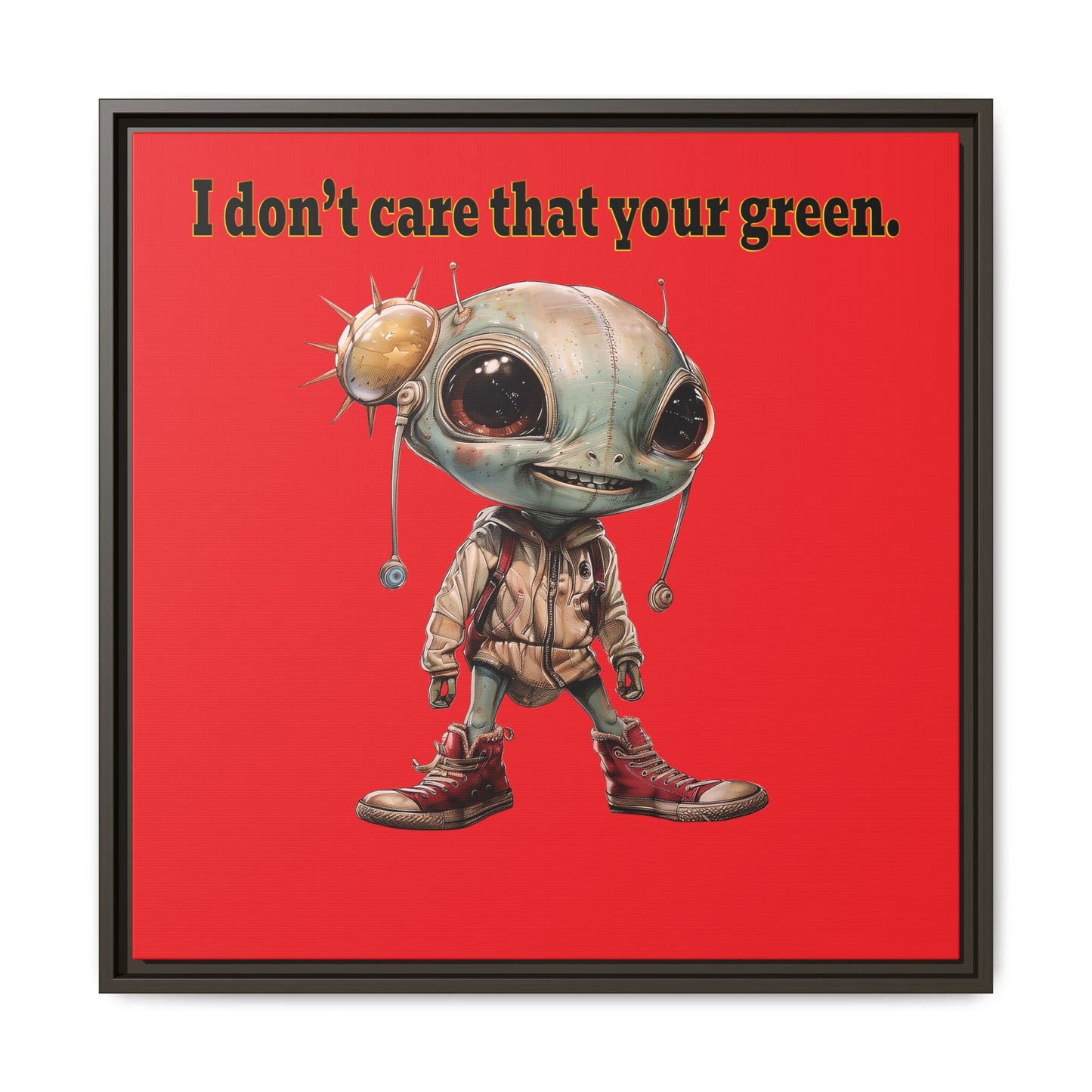 I don't care that your green - framed canvas art (red)
