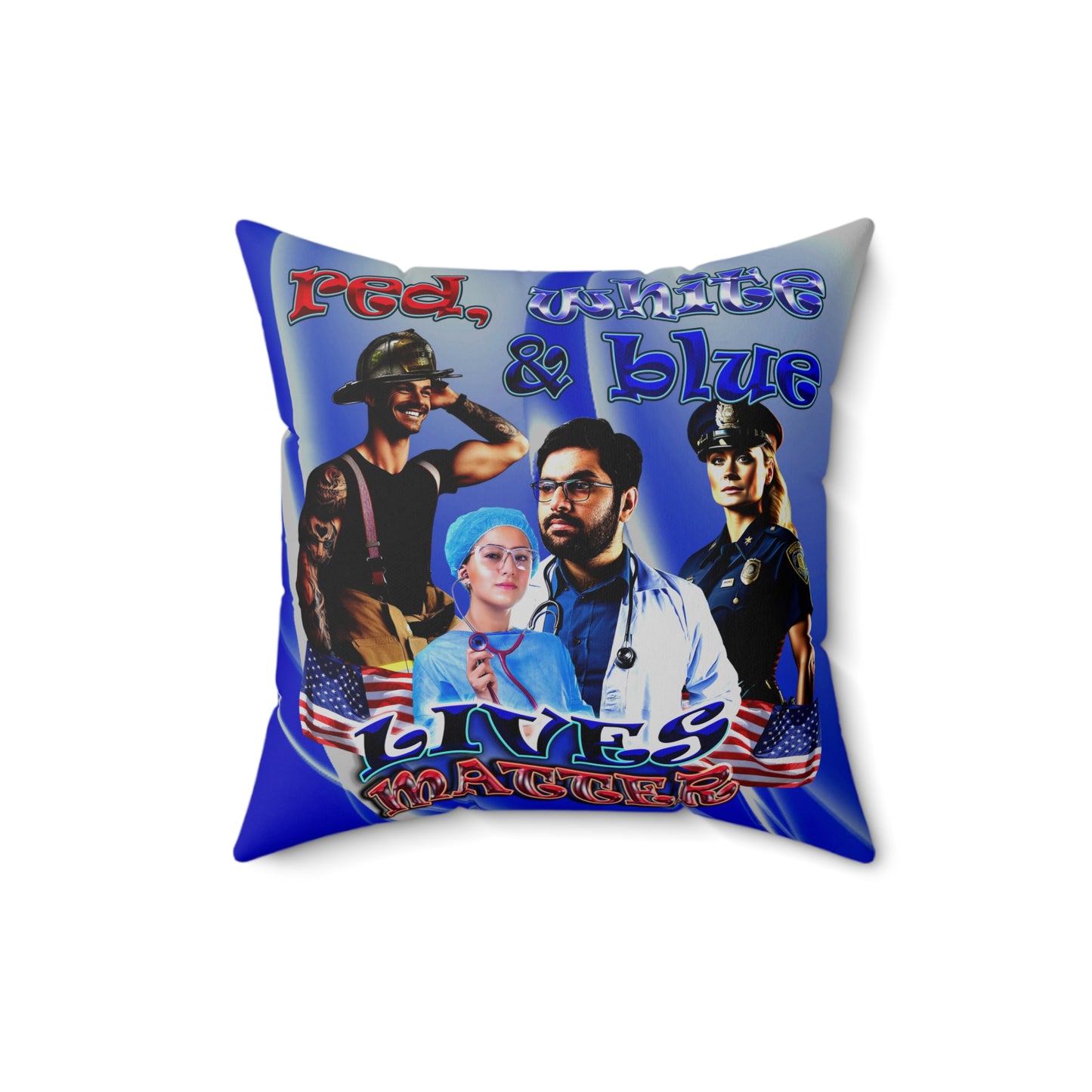 rw&b lives matter - Spun Polyester Square Pillow - (blue-white wave)