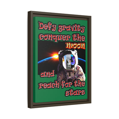 defy conquer reach - framed canvas art (dark green)