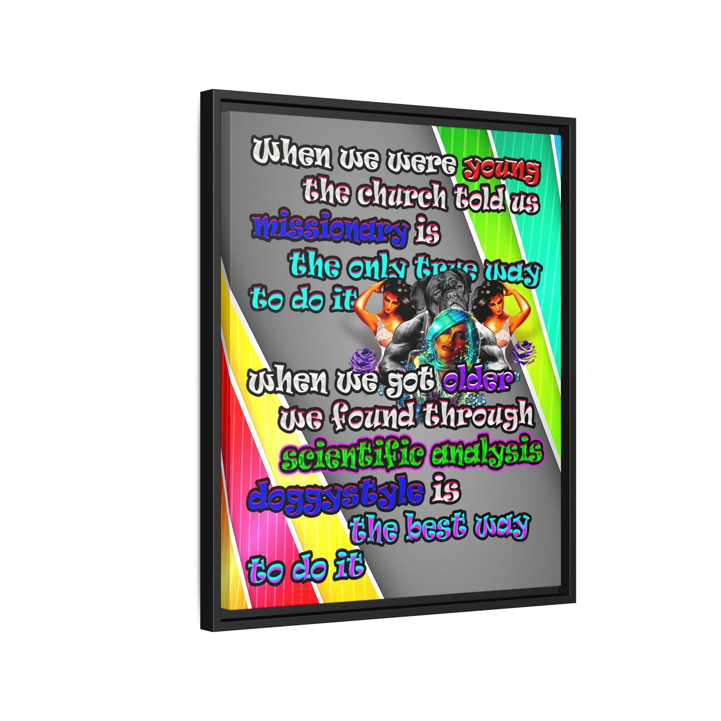 doggystyle - framed canvas art (rainbow split)