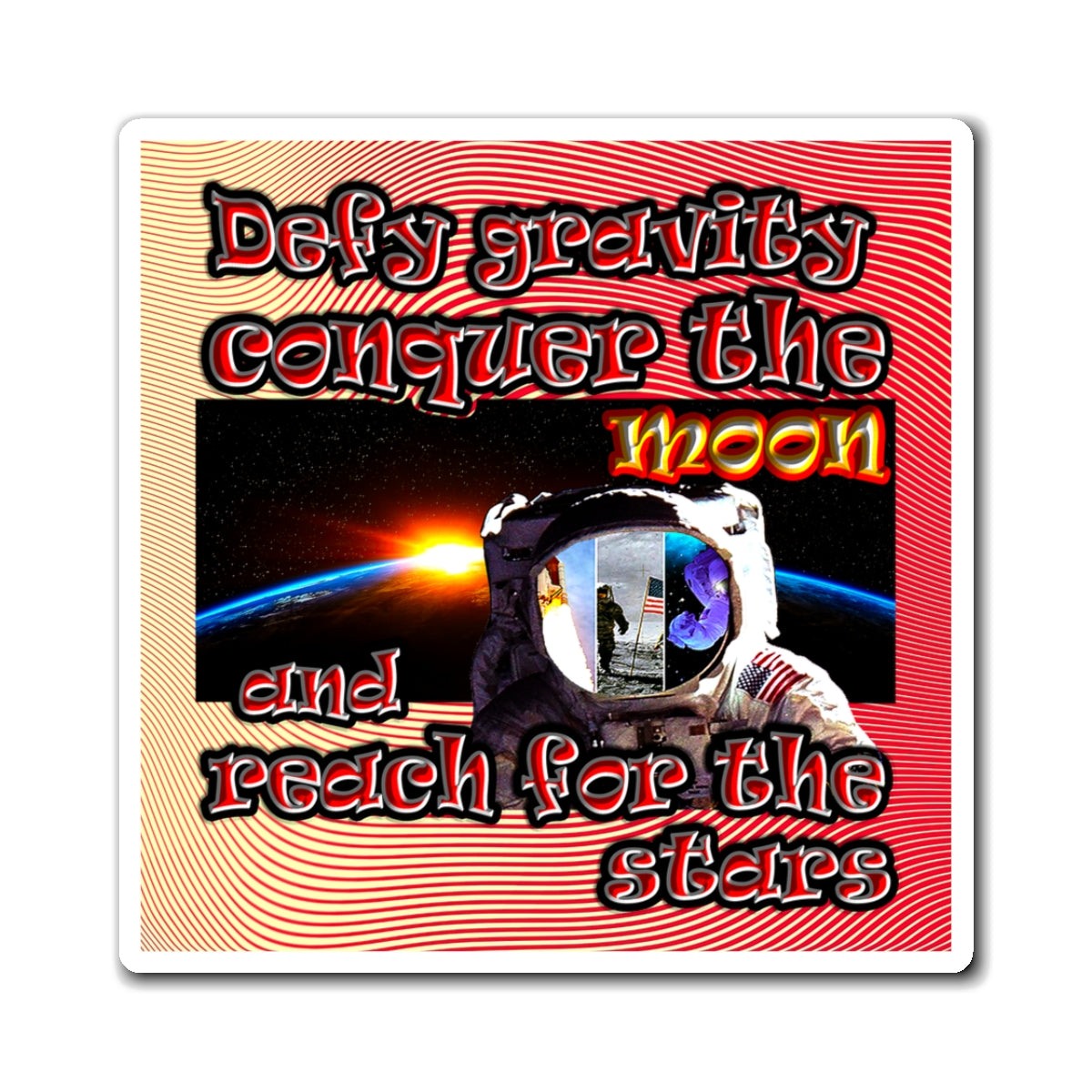 defy conquer reach - Magnets - (yellow-orange wave)