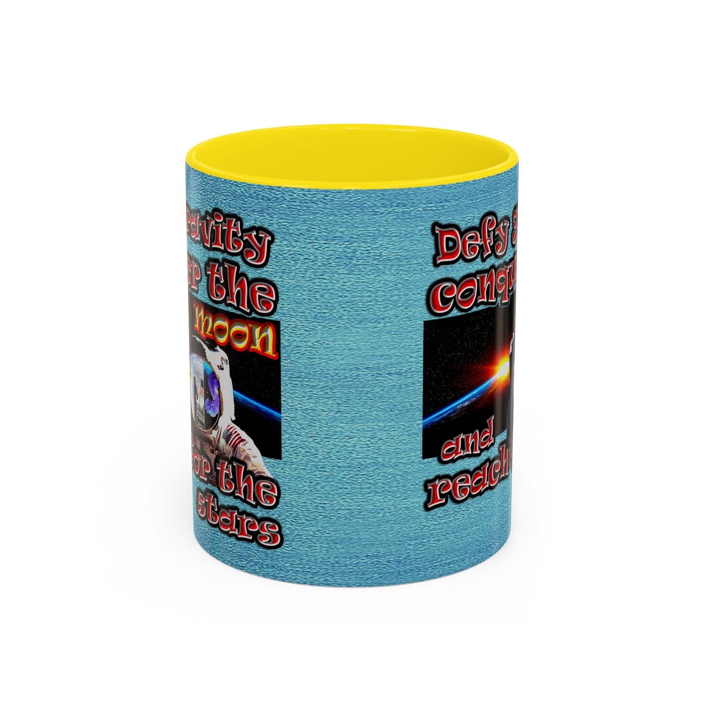 defy conquer reach - Accent Mug (faded blue)