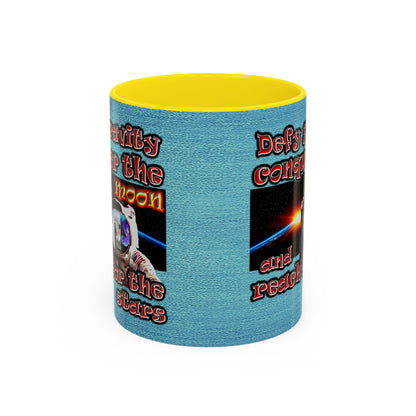 defy conquer reach - Accent Mug (faded blue)