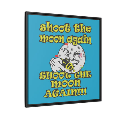 shoot the moon again - framed canvas art (turquoise)