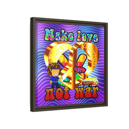 love peace - framed canvas art (purple wave)