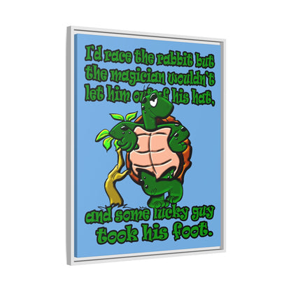 turtle race - framed canvas art (light blue)