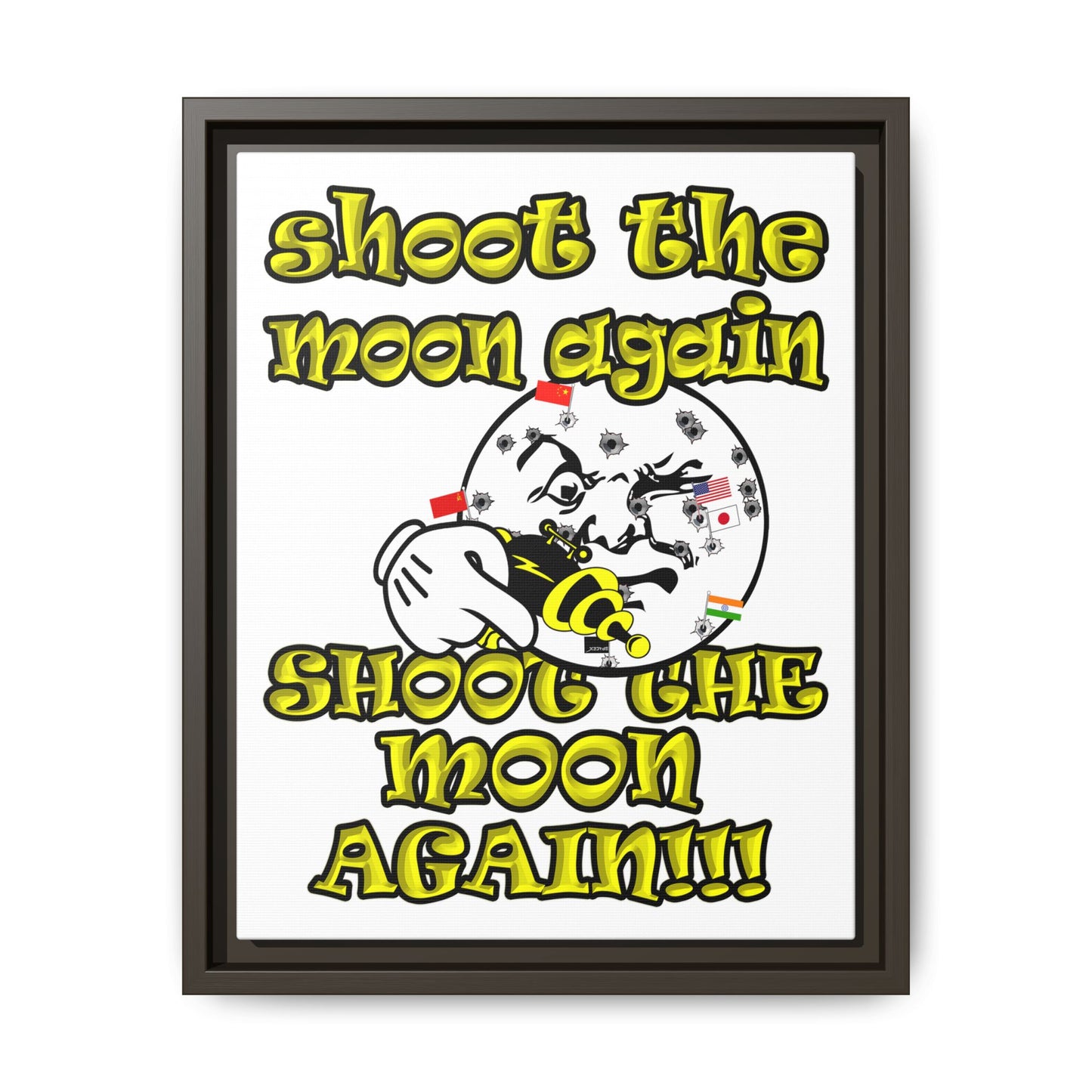 shoot the moon again - framed canvas art (white)