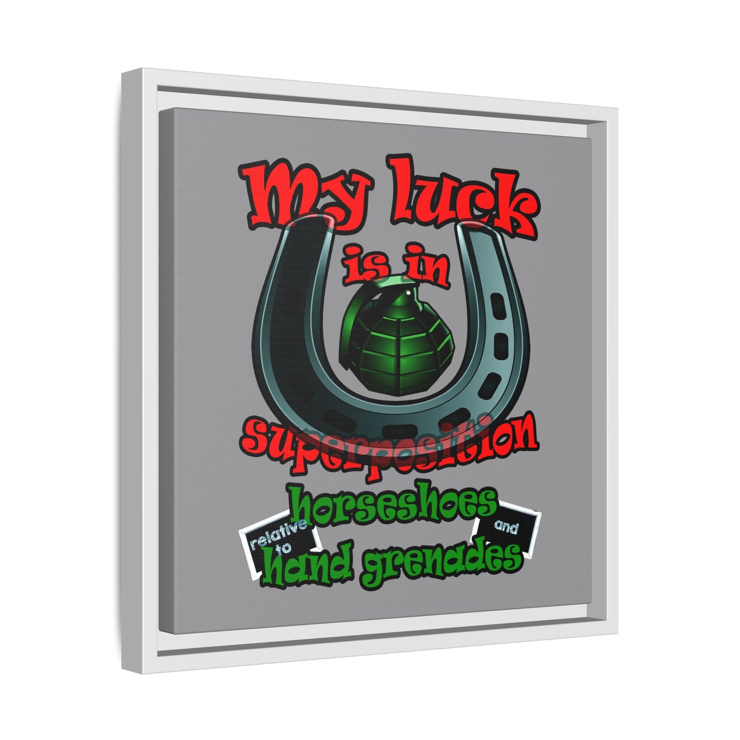 my luck - framed canvas art (grey)