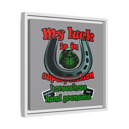 my luck - framed canvas art (grey)