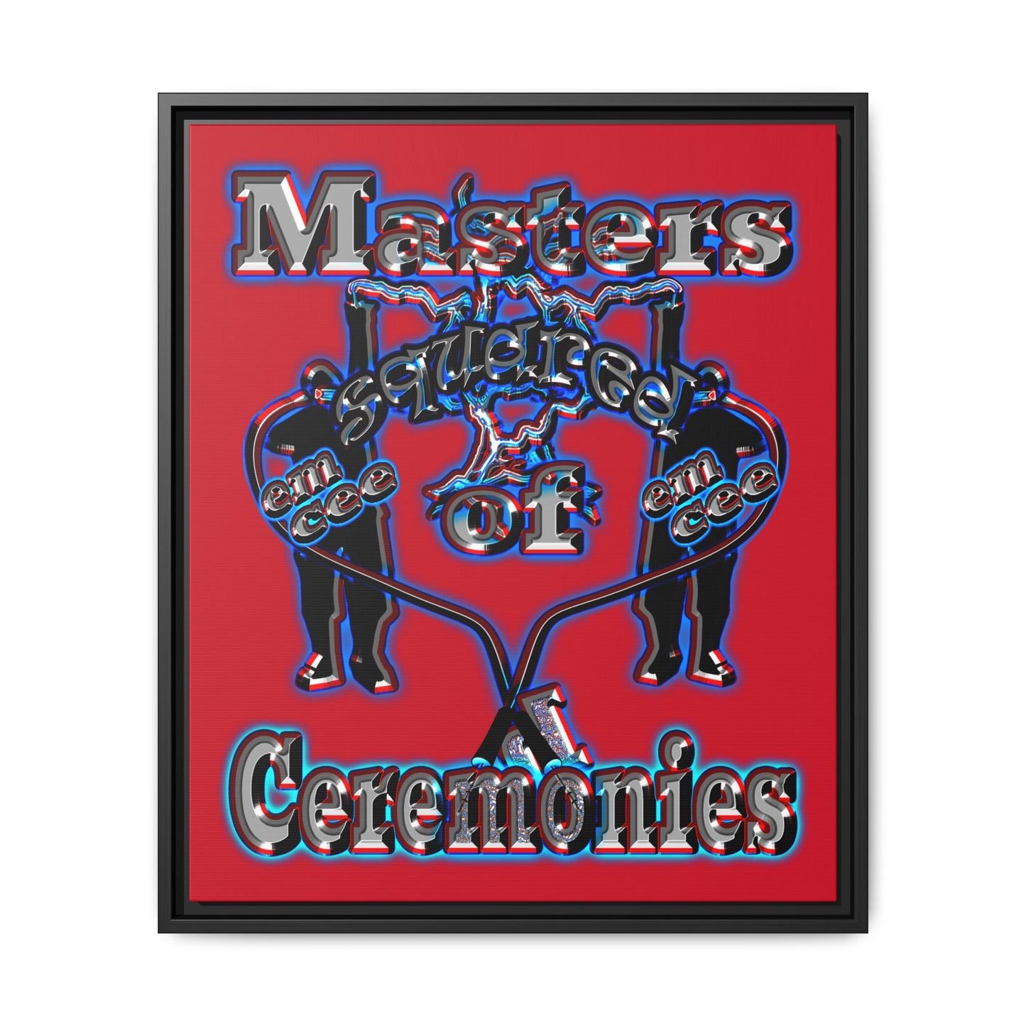em cee squared - framed canvas art (dark red)