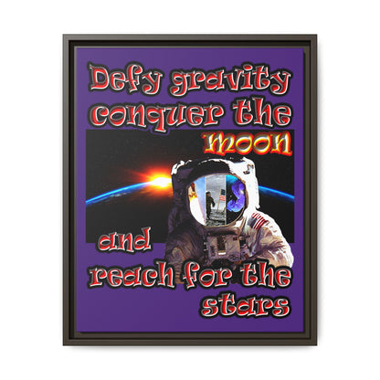 defy conquer reach - framed canvas art (purple)