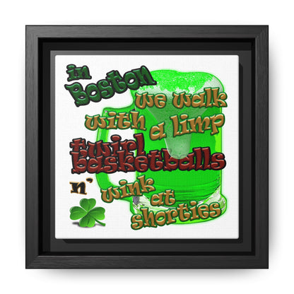 celtics logo - framed canvas art (white)